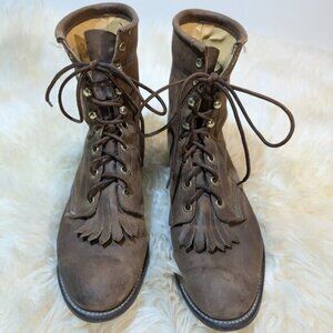 Laredo Brown Leather Roper Western Boots Size 9.5 EEE Made in USA